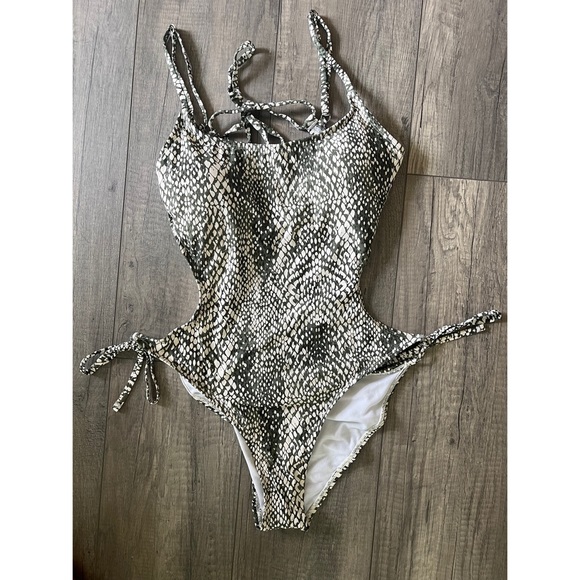 Lulus Olive Green Snake Print One-Piece - Picture 11 of 12